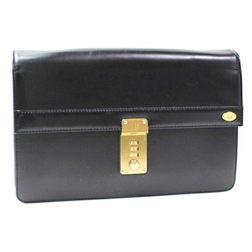 Dunhill Second Bag Clutch with Dial Lock, Leather, Black, Men's